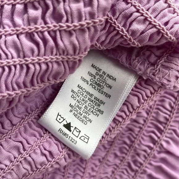 CeCe Lavender Puff Sleeve Smocked Top NOWT Size XS - Picture 6 of 8